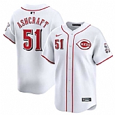 Men's Cincinnati Reds #51 Graham Ashcraft White Home Limited Stitched Baseball Jersey Dzhi,baseball caps,new era cap wholesale,wholesale hats